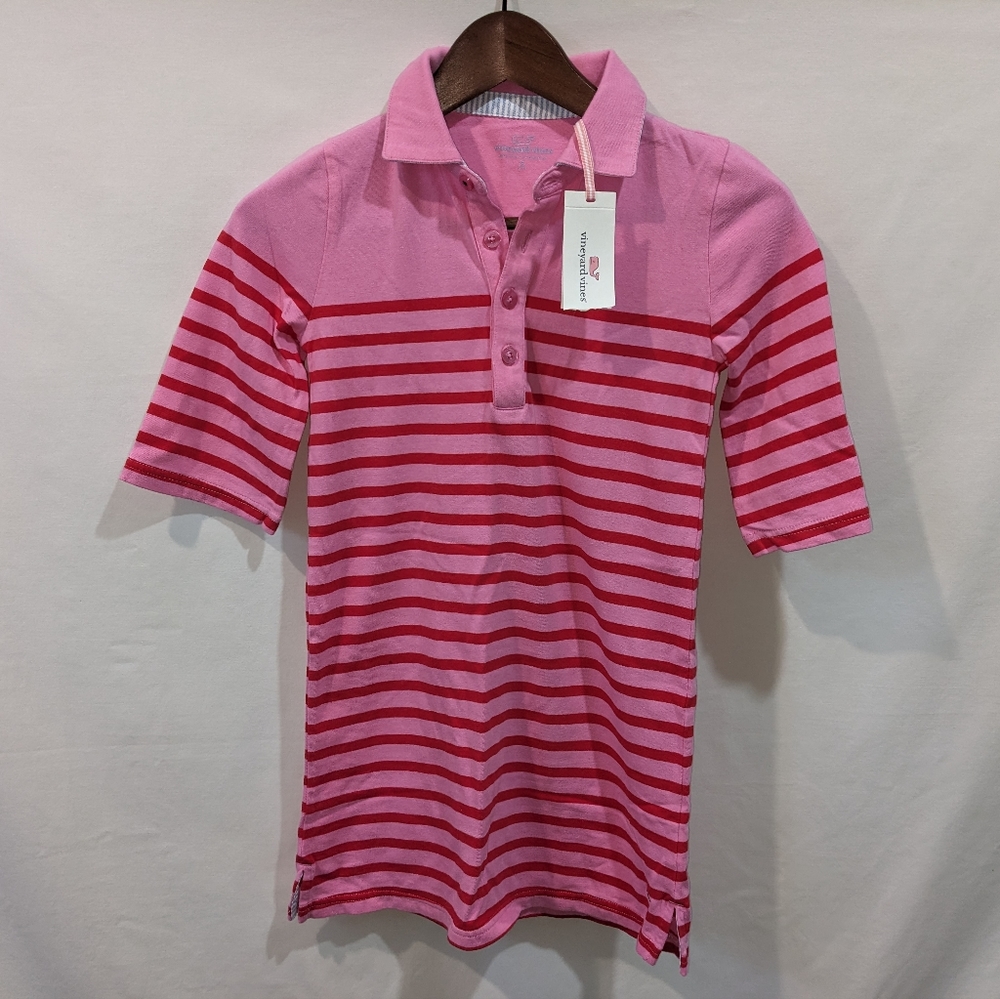 Vineyard Vines Girls Rugby Style Collared Striped T-Shirt Dress Size Small
